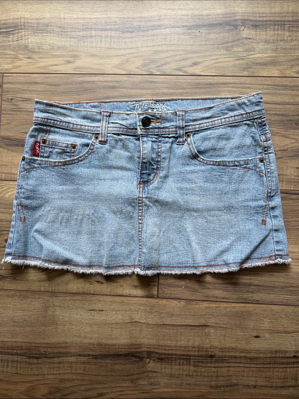 Tyte Jeans Light Wash Denim Mini Skirt with Frayed Hem Size 5